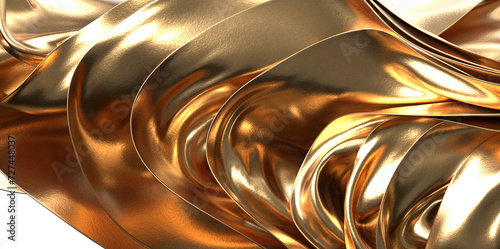Billede på lærred Lustrous Texture: Abstract 3D Gold Cloth Illustration for Rich and Glamorous Des