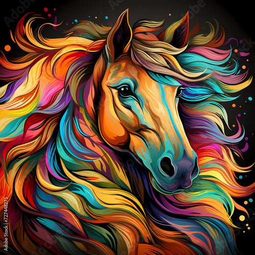 Horse hand drawn multicolor...