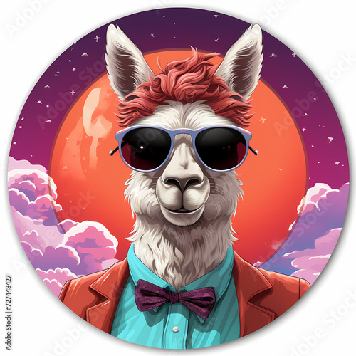 Cute lama hand drawn multic...