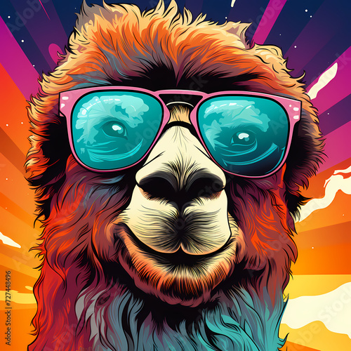 Cute lama hand drawn multic...