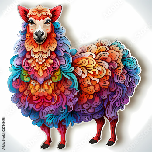 Cute lama hand drawn multic...