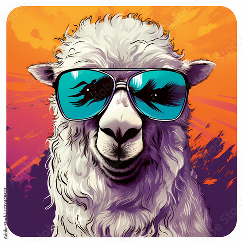 Cute lama hand drawn multic...