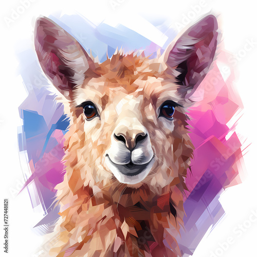 Cute lama hand drawn multic...