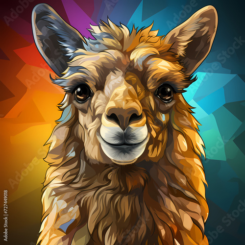 Cute lama hand drawn multic...