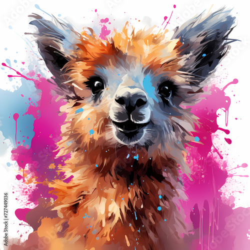 Cute lama hand drawn multic...