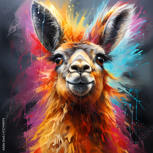 Cute lama hand drawn multicolor illustration. Funny design © bravissimos