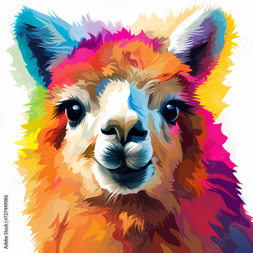 Cute lama hand drawn multic...