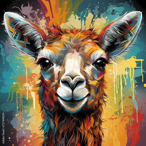 Cute lama hand drawn multic...