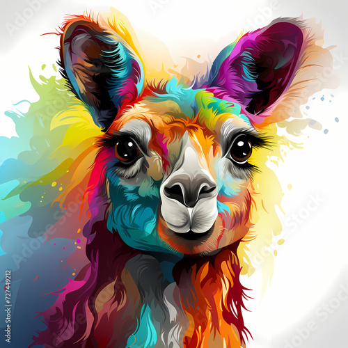 Cute lama hand drawn multic...