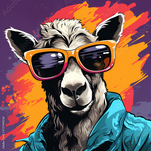 Cute lama hand drawn multic...