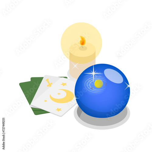 3D Isometric Flat Vector Illustration of Fortune Telling, Predicting Future. Item 1