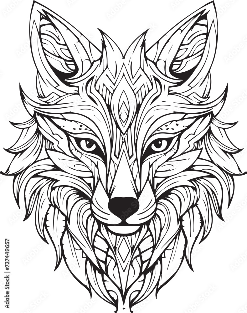 Fototapeta premium Fox Abstract Line Art Illustration