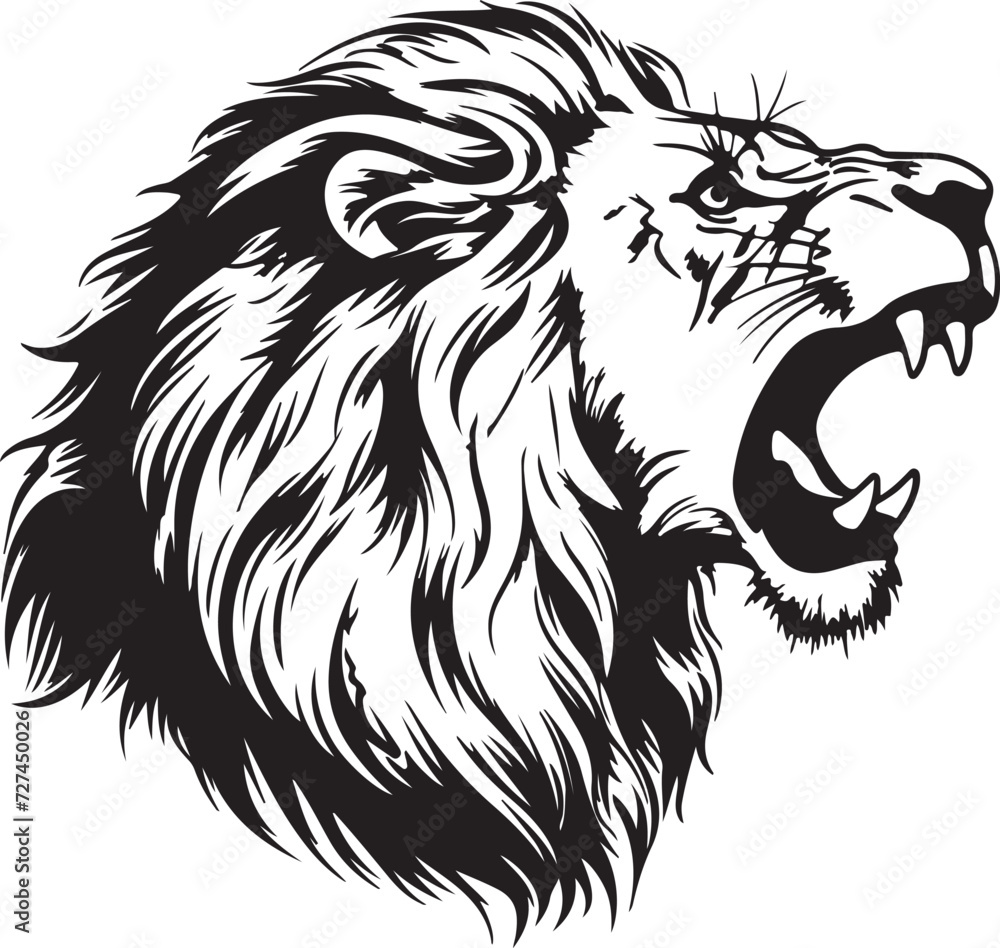 Lion Head Roaring Vector Illustration