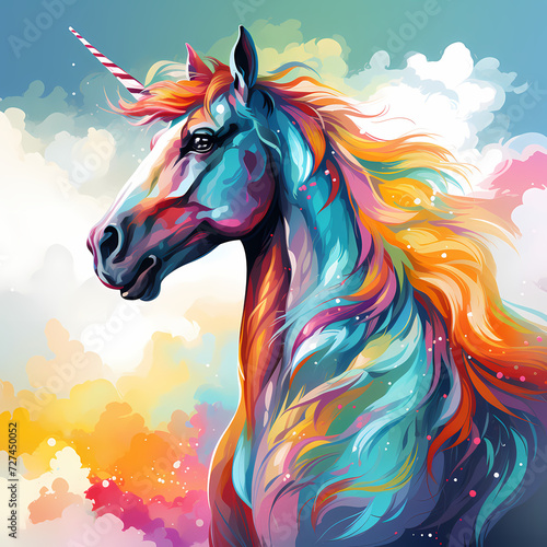 Unicorn in fairytale - Colo...