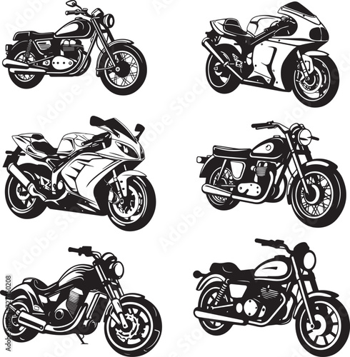 Motorbike Vector Illustration Set