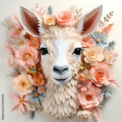 Cute lama hand drawn multic...