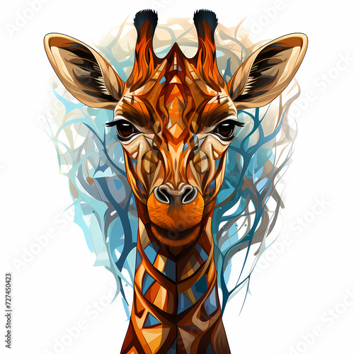 giraffe hand drawn multicol...