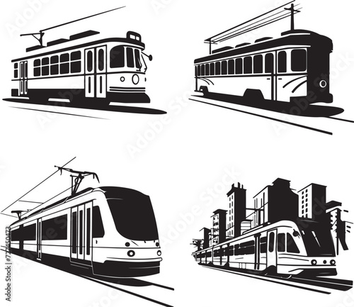 Tram Vector Illustration Set