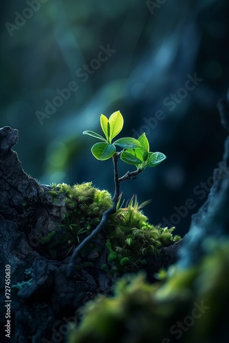 a tree sapling growing in the forest photo