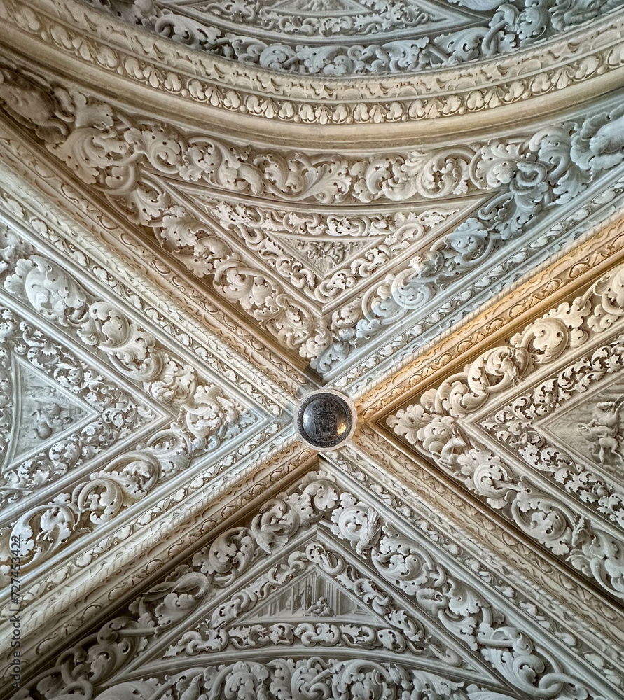 Sintra, Portugal - November 24th 2023: Ceiling of the National Palace of Pena