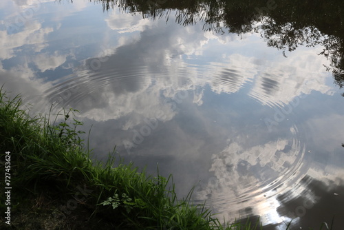 Reflejo de las nuves en la superfície de un rio photo