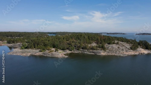 Aerial view of Porkkala National Park in Espoo, southern Finland, on a summer day. photo