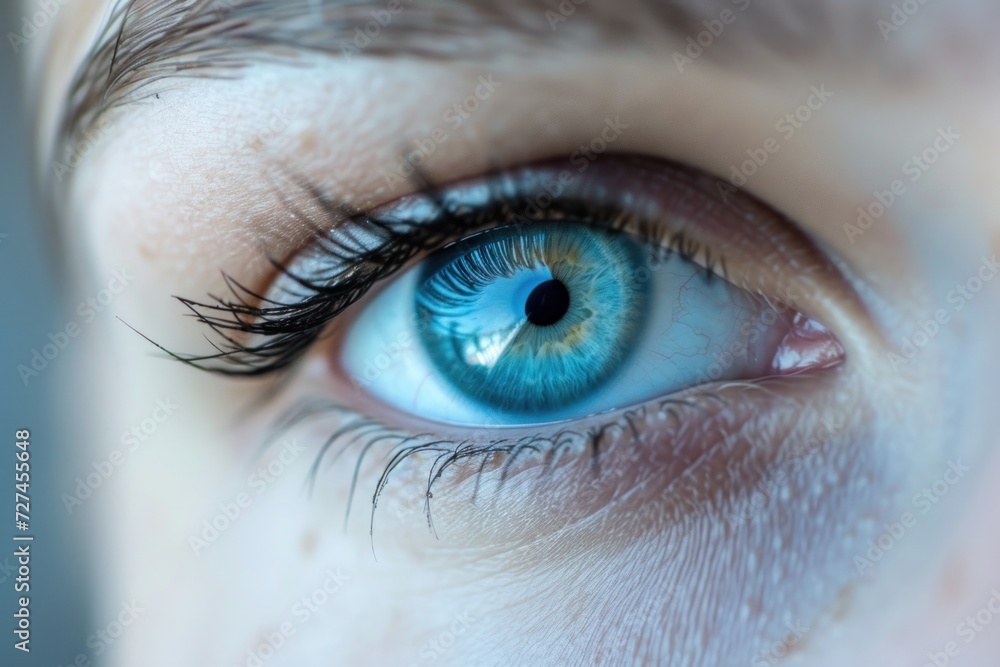 Close up of beautiful blue woman eye. 