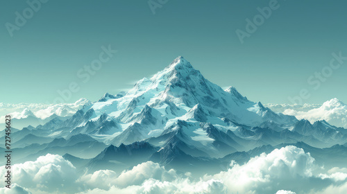 Landscape photo of snow covered mountains in winter. Copy space for text, message, logo, advertising
