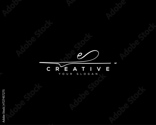 e letter signature or calligraphic Minimal monogram emblem style vector Ai logo design