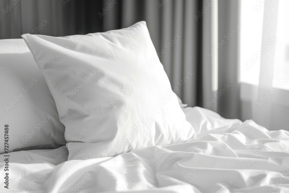 Blank soft pillow on the bed in bedroom. Blank soft pillow on the bed in bedroom.