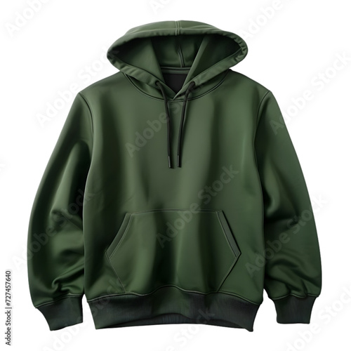 green sweatshirt with hood and drawstrings on transparent background PNG image
