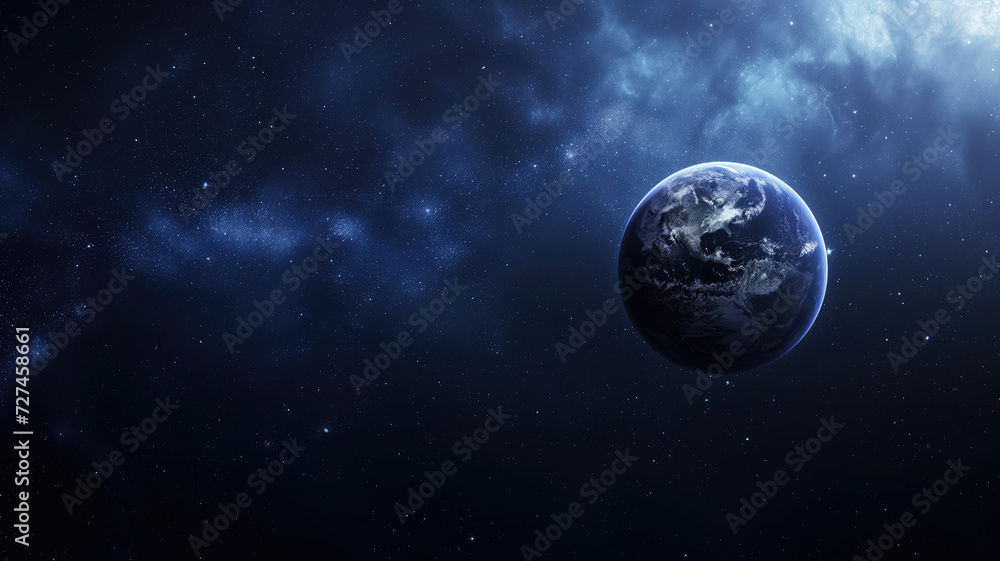 Obraz premium Infinite universe and a planet earth in galaxy nebula and starry cosmos. Universe science astronomy space background wallpaper