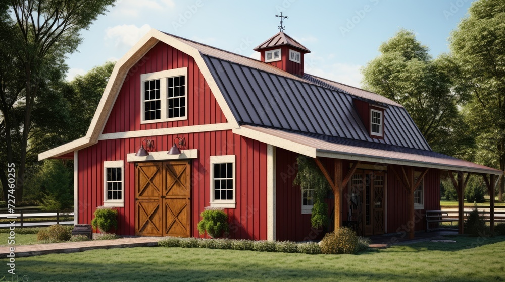 Gambrel roofs barn inspired roof with two slopes solid color background Gambrel roofs barn inspired roof with two slopes solid color background