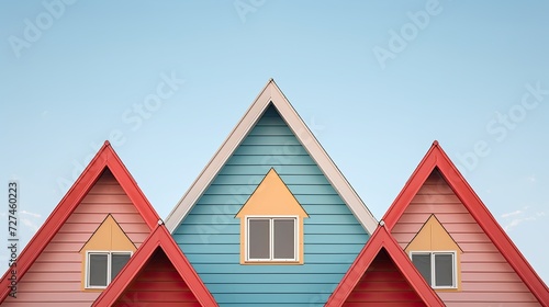 Gable roofs triangular and traditional roof structure solid color background