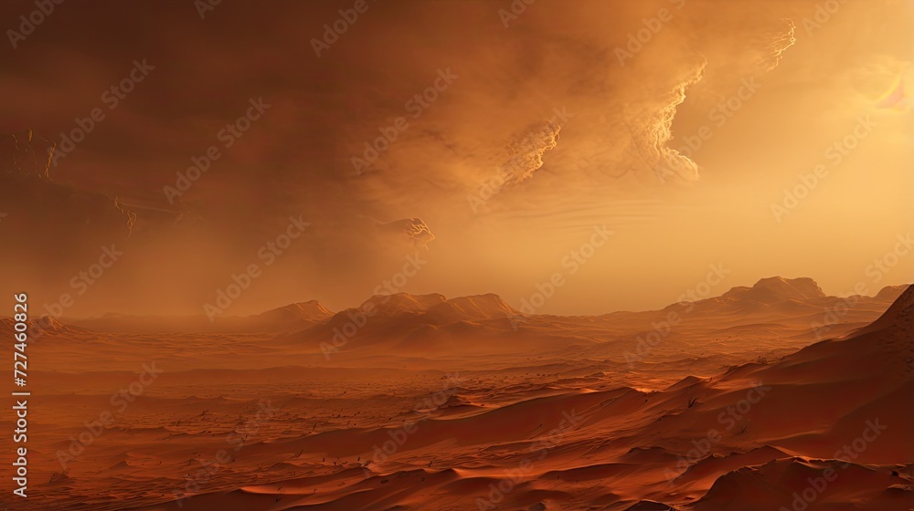 Martian dust storm monitoring solid color background