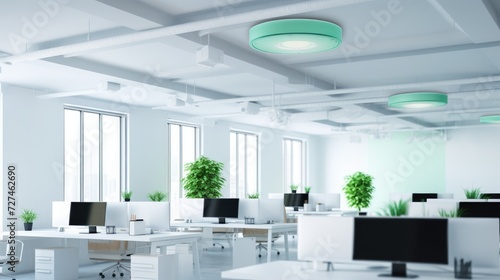 Smart office occupancy sensors for efficient space utilization solid color background photo