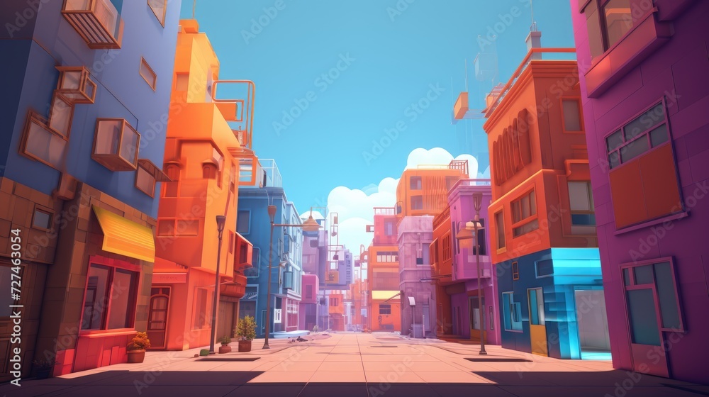 Virtual reality urban design showcases solid color background