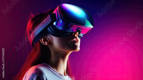 Virtual reality immersive digital experiences solid color background © Niki