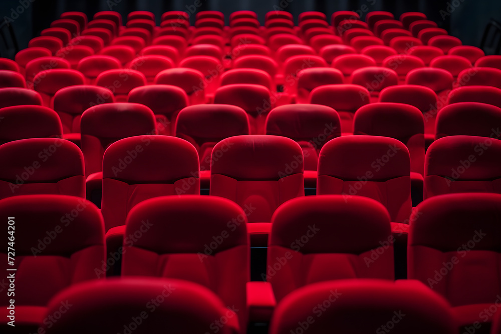 an empty theater filled with red seats an empty theater filled with red seats