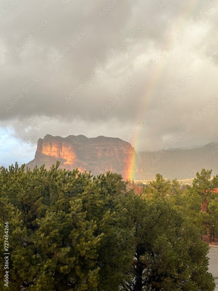 Rainbow over Bell Rock in Sedona Arisona