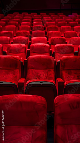 an empty theater filled with red seats  © Lin_Studio