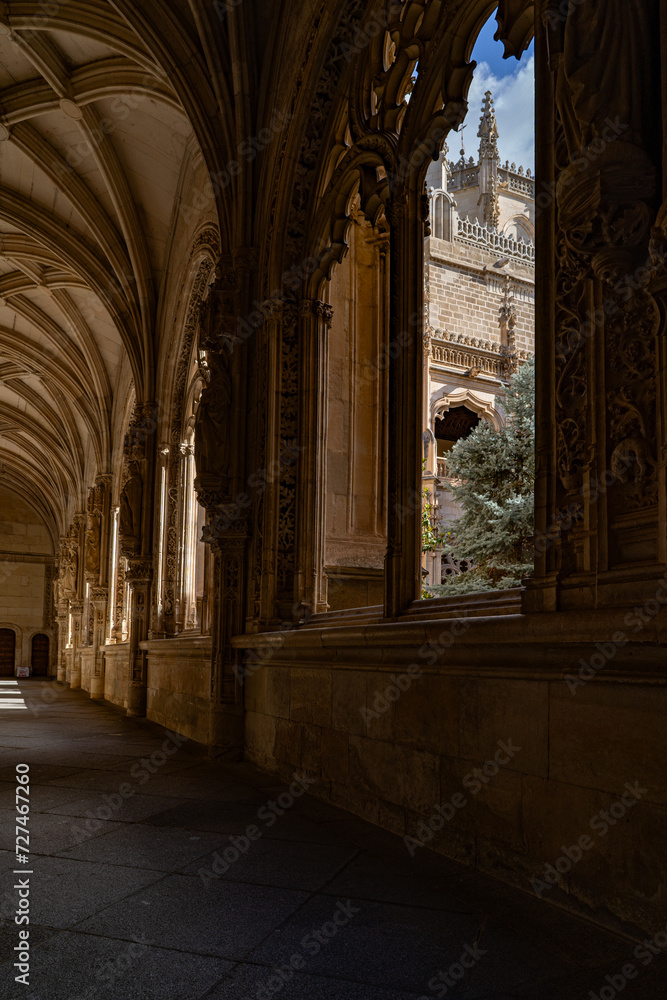 The interior of a monastery in the city of Toledo, Spain.