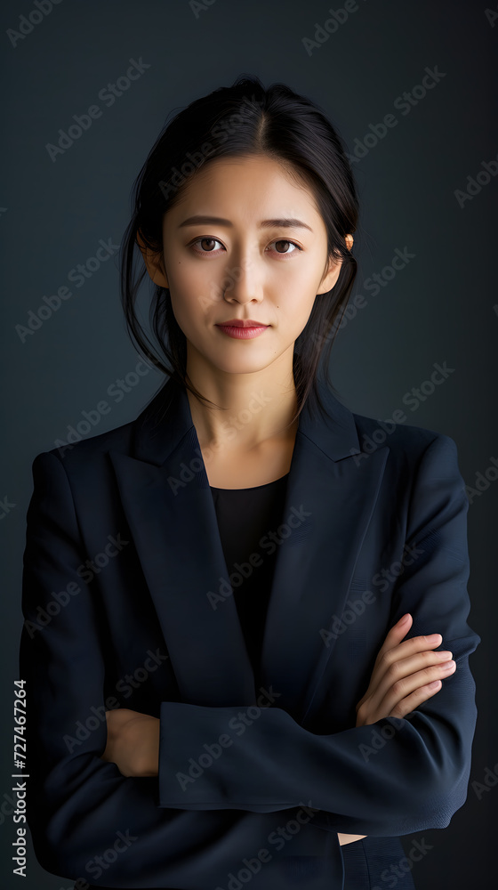 female asian business woman with arms crossed against white background female asian business woman with arms crossed against white background
