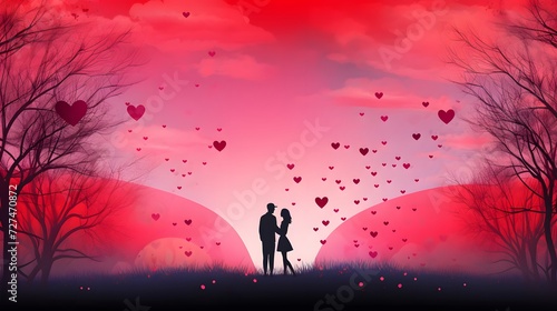 Young couples in love banner