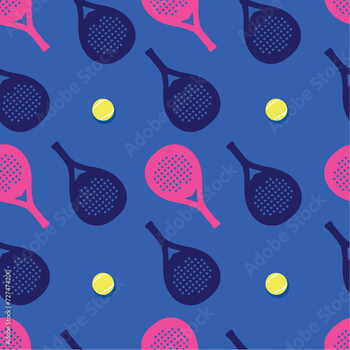Great colorful Editable Vector Pattern Background of Padel Tennis	
