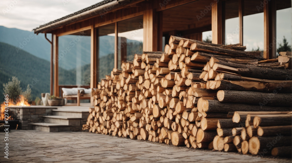 Winter Readiness: A Large Stack of Firewood for the Winter in an Outdoor Setting
Winter Readiness: A Large Stack of Firewood for the Winter in an Outdoor Setting