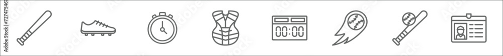 outline set of baseball line icons. linear vector icons such as ...