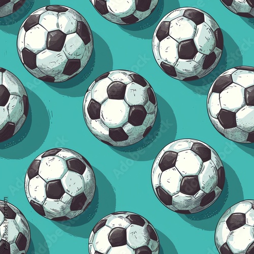 Animated Soccer Balls on Teal