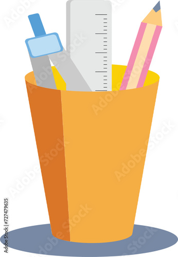 pencil case that containing ruler, calipers and pencil
