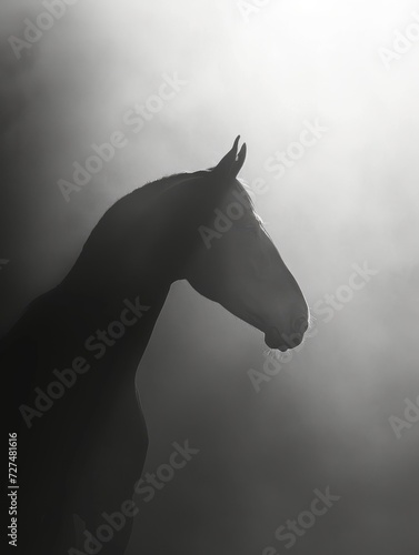 Horse backlight Minimalistic fine art animal in clean setting